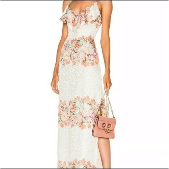 LPA Silk Floral Leopard Jacquard Night Out Dress 167 Maxi SZ M REVOLVE - Picture 1 of 8
